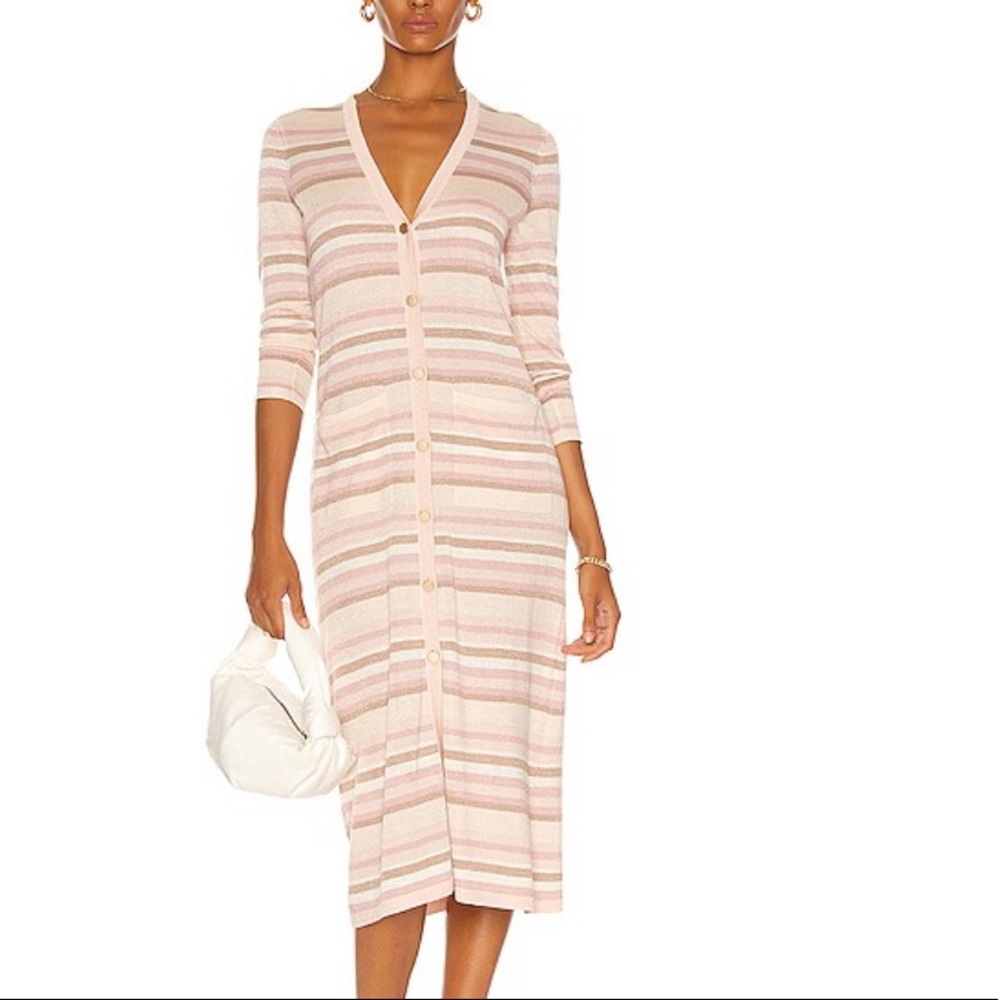 L'Agence Lulex Striped Dress Cardigan